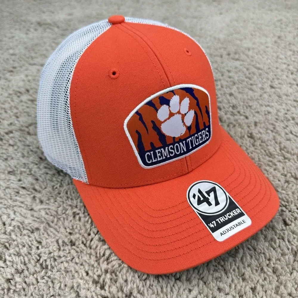 Clemson Tigers Hat '47 Brand Trucker Snapback Orange‎ Factor White Mesh Cap NWT